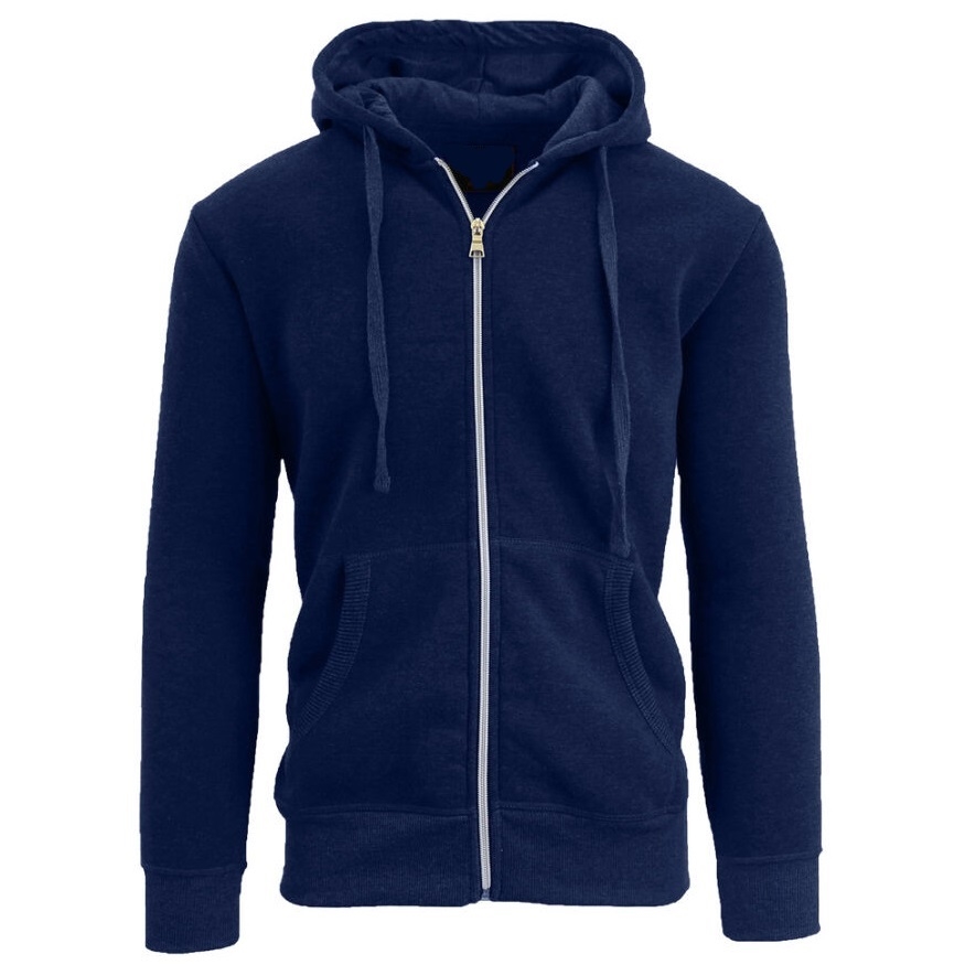 Premium Wholesale Men's Fleece Full Zip Hooded Sweatshirt in Navy Blue ...